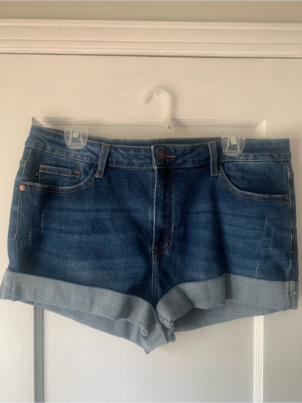 Judy Blue Medium Wash Distressed Denim Cuffed Jean Shorts Size 32 Jorts